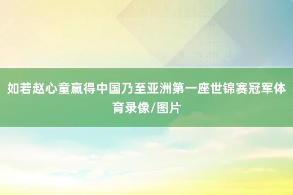 如若赵心童赢得中国乃至亚洲第一座世锦赛冠军体育录像/图片