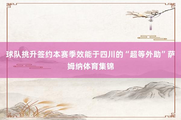 球队挑升签约本赛季效能于四川的“超等外助”萨姆纳体育集锦