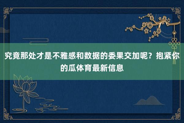 究竟那处才是不雅感和数据的委果交加呢？抱紧你的瓜体育最新信息