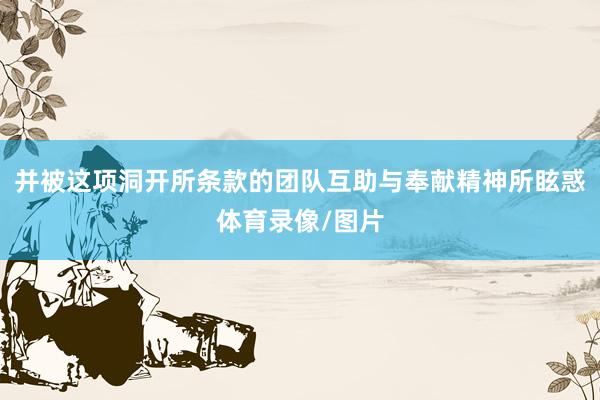 并被这项洞开所条款的团队互助与奉献精神所眩惑体育录像/图片