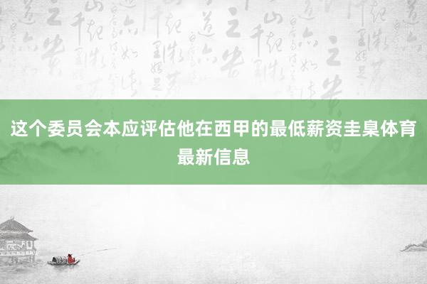 这个委员会本应评估他在西甲的最低薪资圭臬体育最新信息