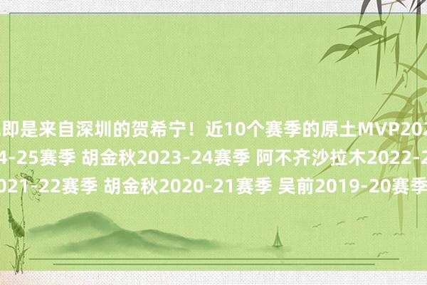 他即是来自深圳的贺希宁！近10个赛季的原土MVP2025-26赛季 贺希宁2024-25赛季 胡金秋2023-24赛季 阿不齐沙拉木2022-23赛季 王哲林2021-22赛季 胡金秋2020-21赛季 吴前2019-20赛季 易建联2018-19赛季 王哲林2017-18赛季 丁彦雨航2016-17赛季 丁彦雨航    体育赛事直播