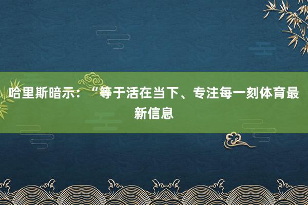 哈里斯暗示：“等于活在当下、专注每一刻体育最新信息